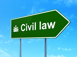 Image showing Law concept: Civil Law and Business Team on road sign background