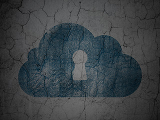 Image showing Cloud technology concept: Cloud With Keyhole on grunge wall background