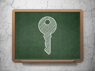 Image showing Privacy concept: Key on chalkboard background