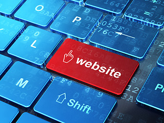 Image showing Web design concept: Mouse Cursor and Website on computer keyboard background