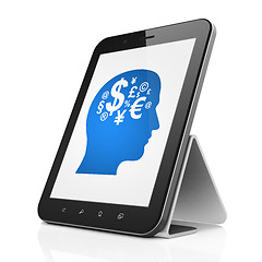 Image showing Education concept: Head With Finance Symbol on tablet pc computer