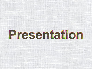 Image showing Advertising concept: Presentation on fabric texture background