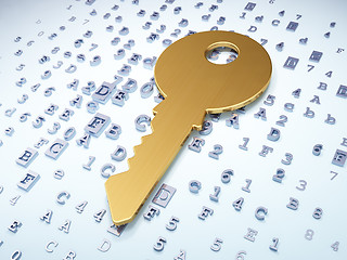 Image showing Protection concept: Golden Key on digital background