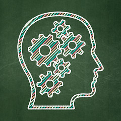 Image showing Information concept: Head With Gears on chalkboard background