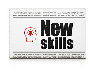 Image showing Education concept: newspaper with New Skills and Head With Lightbulb