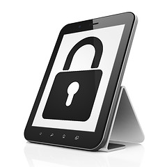 Image showing Data concept: Closed Padlock on tablet pc computer