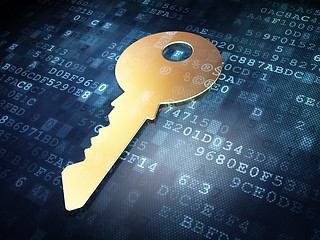 Image showing Safety concept: Golden Key on digital background