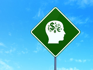 Image showing Education concept: Head With Finance Symbol on road sign background