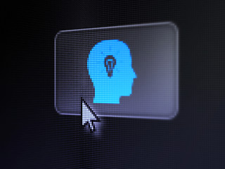 Image showing Finance concept: Head With Light Bulb on digital background