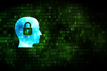 Image showing Data concept: Head With Padlock on digital background