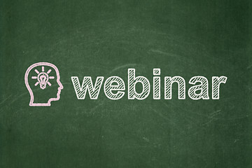 Image showing Education concept: Head With Lightbulb and Webinar on chalkboard background