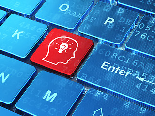 Image showing Business concept: Head With Lightbulb on keyboard background