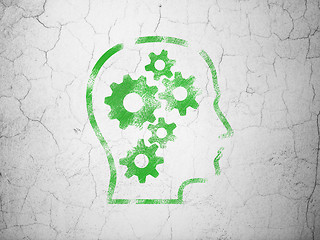 Image showing Finance concept: Head With Gears on wall background