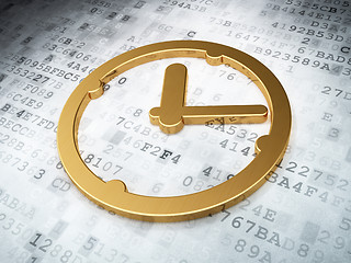 Image showing Time concept: Golden Clock on digital background