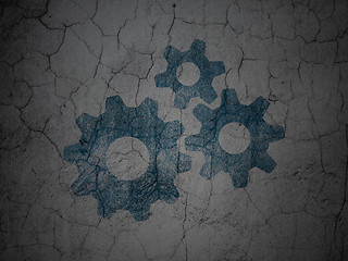 Image showing Marketing concept: Gears on grunge wall background