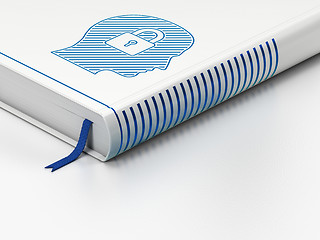 Image showing Business concept: closed book, Head With Padlock on white background