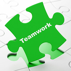 Image showing Finance concept: Teamwork on puzzle background