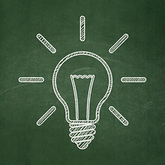 Image showing Business concept: Light Bulb on chalkboard background