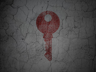 Image showing Protection concept: Key on grunge wall background