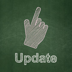 Image showing Web design concept: Mouse Cursor and Update on chalkboard background