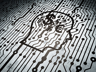 Image showing Advertising concept: circuit board with Head With Finance Symbol