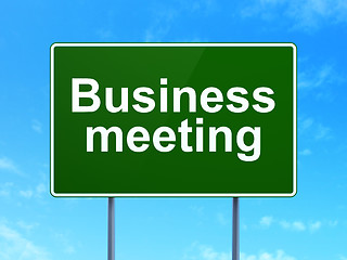 Image showing Finance concept: Business Meeting on road sign background