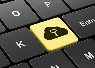 Image showing Cloud technology concept: Cloud With Key on computer keyboard background
