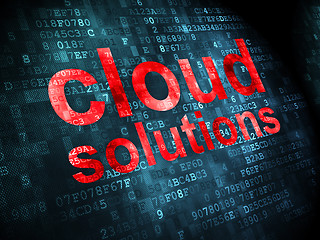 Image showing Cloud networking concept: Cloud Solutions on digital background