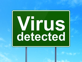 Image showing Privacy concept: Virus Detected on road sign background