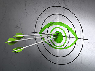 Image showing Privacy concept: arrows in Eye target on wall background