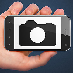 Image showing Tourism concept: Photo Camera on smartphone