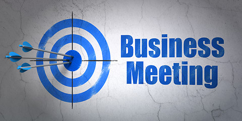 Image showing Business concept: target and Business Meeting on wall background