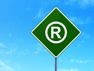 Image showing Law concept: Registered on road sign background