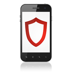 Image showing Safety concept: Contoured Shield on smartphone