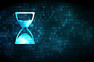 Image showing Time concept: Hourglass on digital background