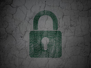 Image showing Information concept: Closed Padlock on grunge wall background