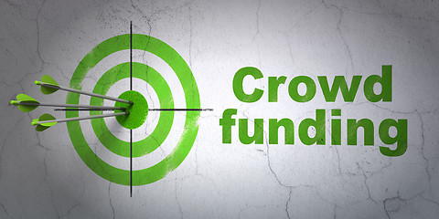 Image showing Finance concept: target and Crowd Funding on wall background