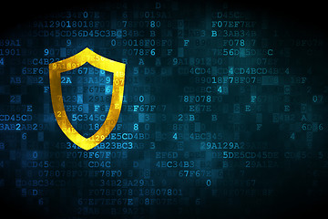 Image showing Privacy concept: Contoured Shield on digital background