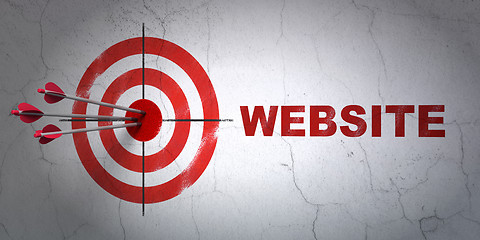 Image showing Web design concept: target and Website on wall background