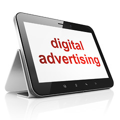 Image showing Marketing concept: Digital Advertising on tablet pc computer