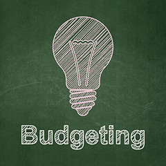 Image showing Business concept: Light Bulb and Budgeting on chalkboard