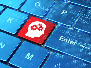 Image showing Education concept: Head With Gears on computer keyboard background
