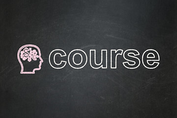 Image showing Education concept: Head With Finance Symbol and Course on chalkboard background