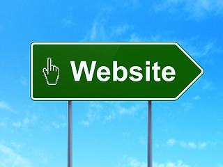 Image showing Web design concept: Website and Mouse Cursor on road sign background