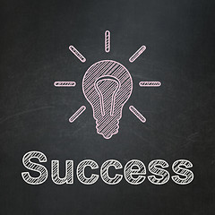 Image showing Finance concept: Light Bulb and Success on chalkboard background