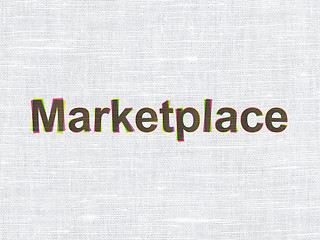 Image showing Marketing concept: Marketplace on fabric texture background