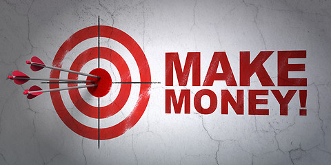 Image showing Business concept: target and Make Money! on wall background