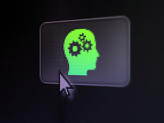 Image showing Education concept: Head With Gears on digital button background