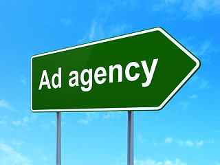 Image showing Marketing concept: Ad Agency on road sign background