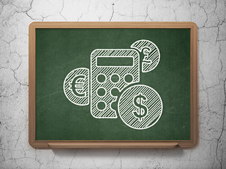 Image showing Business concept: Calculator on chalkboard background
